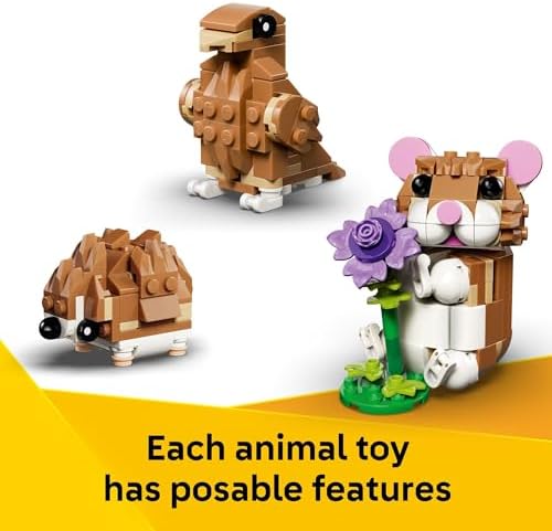 LEGO Creator 3 in 1 Cute Hamster with a Flower Building Toy for Girls & Boys, Ages 7+ - Kids Build a Hamster, Hedgehog or Eagle Animal Figure - Gift Idea for Birthdays - 31376