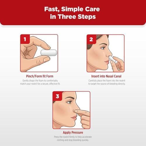 BleedStop™ Nosebleed Strips – Fast Acting Blood Coagulant Foam Inserts – Helps Clot Blood on Contact – Non-Stinging Sterile Hypoallergenic for Mild to Heavy Nosebleeds