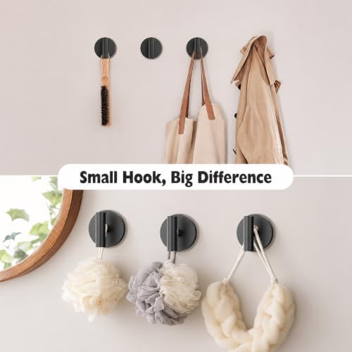 MOTAIPEAK Suction Cup Hooks for Shower, Shower Hooks for Inside Shower, No Drill Towel Hooks for Bathroom, Removable Suction Hooks for Glass, Mirror, Tile, Waterproof, Rustproof – Black (2 Pack)