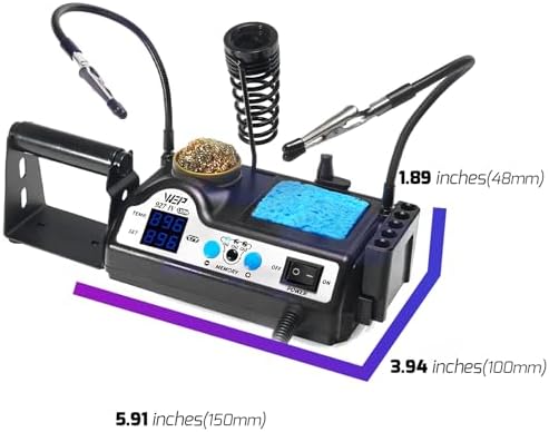 WEP 927-IV Soldering Station Kit High-Power 110W with 3 Preset Channels, Sleep Mode, LED Magnifier, 5 Extra Iron Tips, Tip Cleaner, 2 Helping Hands, Tip Storage Slots, Lead-free Solder Wire, Tweezers