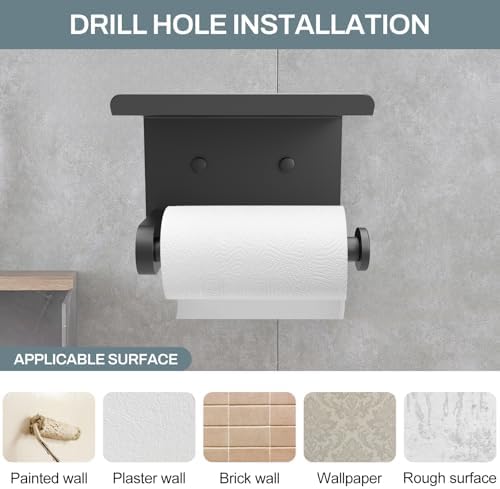 SetSail Toilet Paper Holder with Shelf, Matte Black