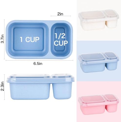 DOSEWART 6Pack 2-Compartment Reusable Snack Containers with Lids