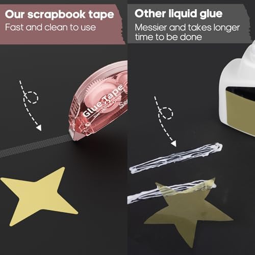 Secopad Scrapbook Tape, 12 Pack Glue Tape, Light-Colored Shell