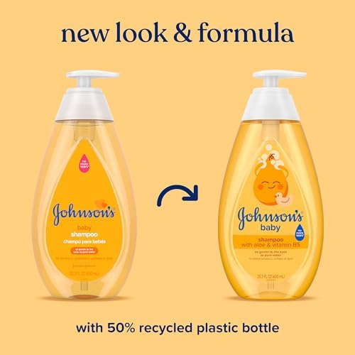Johnson's Baby Shampoo with Aloe Vera & Vitamin B5, Tear Free, Newborn Essentials, No added Parabens & Sulfates, Hypoallergenic, Baby Essentials, 20.3 fl. oz