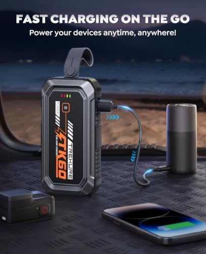 TREKURE Car Battery Jumper Starter Portable 5000A, Portable Car Jump Starter up to 10L Gas or 8L Diesel Engine, Jump Box, Jumper Cables for Car Battery, Magnetic Build, 2000LM Flashlight, Power Bank