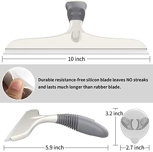 MR.SIGA Silicone Squeegee for Shower Doors, 25 cm/10 inch, White & Gray