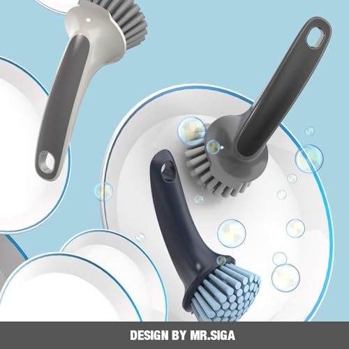 MR.SIGA Pot and Pan Cleaning Brush, Dish Brush for Kitchen, Gray, Pack of 2