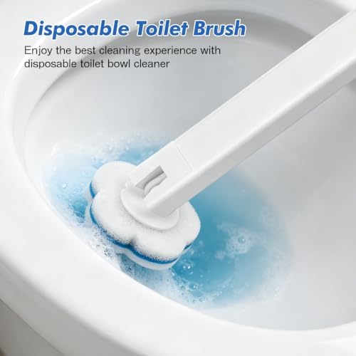 SetSail Disposable Toilet Brush for Bathroom Cleaning, 16 Replacement,White