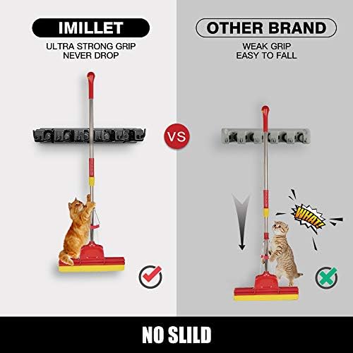 IMILLET 2 Pack Mop and Broom Holder, Wall Mount Organizer Storage Tool Rack