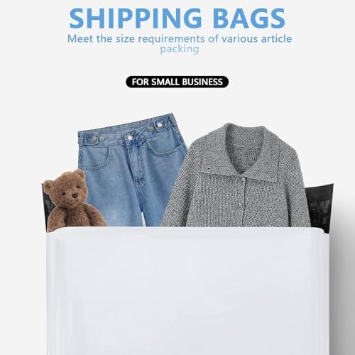 Poly Mailers 12x15.5 100PC Medium Shipping Bags for Clothes White