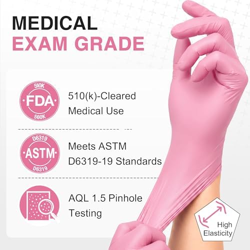 Schneider Medical Nitrile Exam Gloves, Powder & Latex Free, Pink