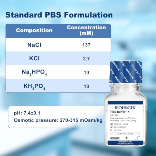 PBS Buffer 1X, Phosphate Buffered Saline Solution, 100mL