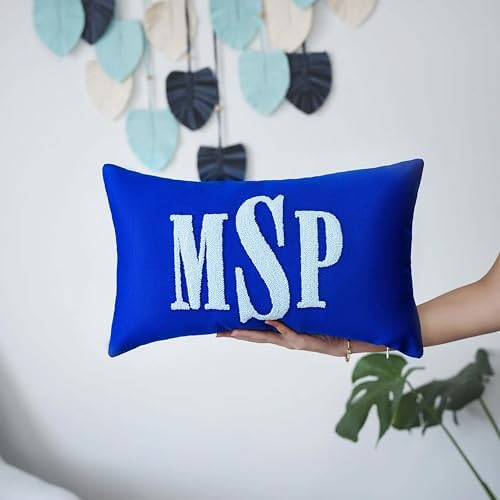 mia'spillow lab Monogram Custom Punch Needle Pillow, Embroidery Gift for Couple, Initial Wedding Monogram, New Home Housewarming Gift, Home Decorations Gift