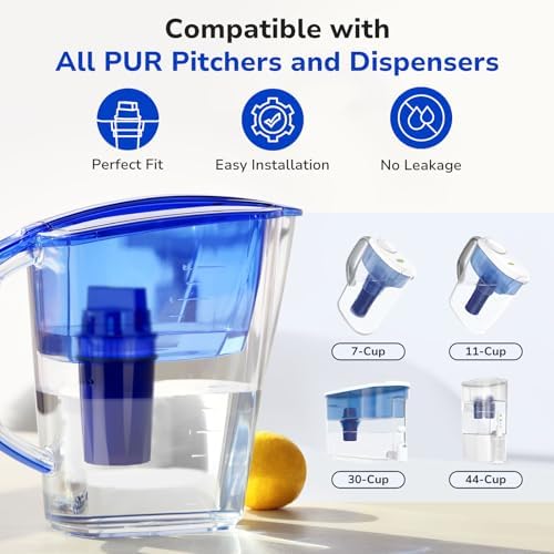 Fil-Fresh 4-Pack Water Filter Replacement for All PUR, PURPlus Water Pitchers and Dispensers, Replace PPF900Z, NSF Certified, Advanced Version