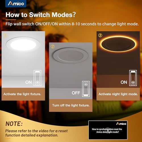 Amico 12 Pack 6 Inch LED Recessed Light with Night Light, 5CCT, 1100LM
