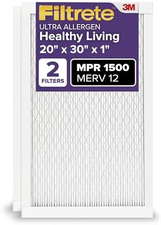 Filtrete 20x30x1 Air Filter, MERV 12, MPR 1500, 2 HVAC Filters