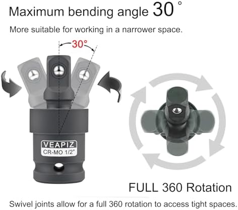 3Pcs Impact Universal Joint Socket Swivel Set