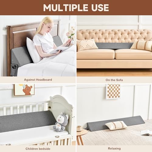 IFNOW Queen Bed Wedge Pillow(60"x6"x10"), Mattress Gap Filler 0-8", Grey