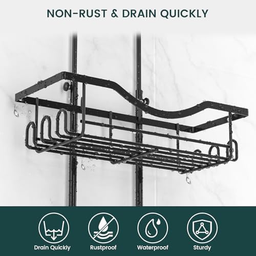 REINHARDT Adjustable Shower Caddy Hanging Rustproof Shower Organizer, Black
