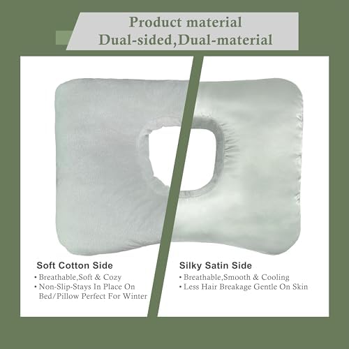 Ear Piercing Pillow for Side Sleepers with Ear-Shaped Hole for Ear Pain, Reversible Satin & Cotton Washable and Adjustable Ergonomic Ear Guard Protector for Side Sleeping