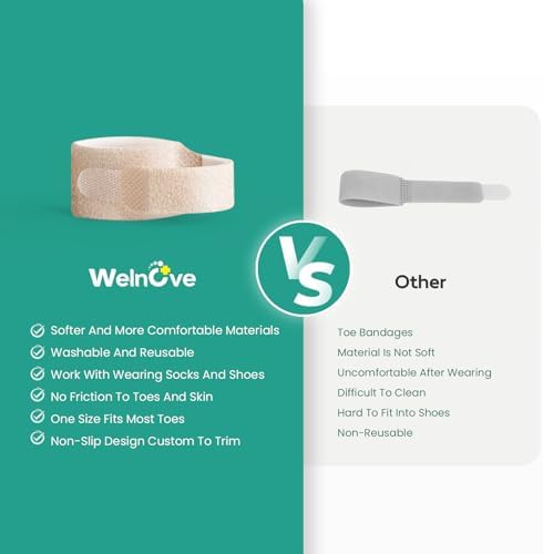 Welnove Hammer Toe Straightener and Corrector - Broken Toe Wraps 8 Ct Large