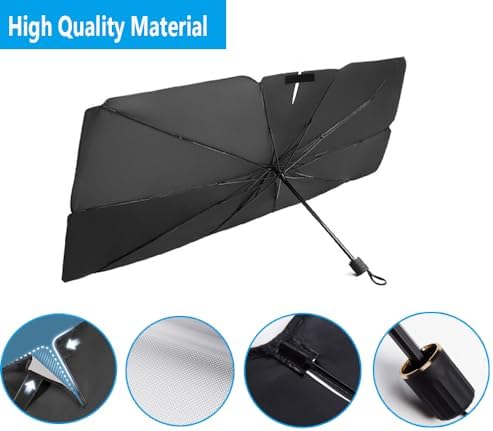 Windshield Sun Shade 2025 Car Accessories 100% Blackout Car Front Windsow Shades Umbrella Automotive Sun Visor Block Heat Insulation Protection (Black Eyes)