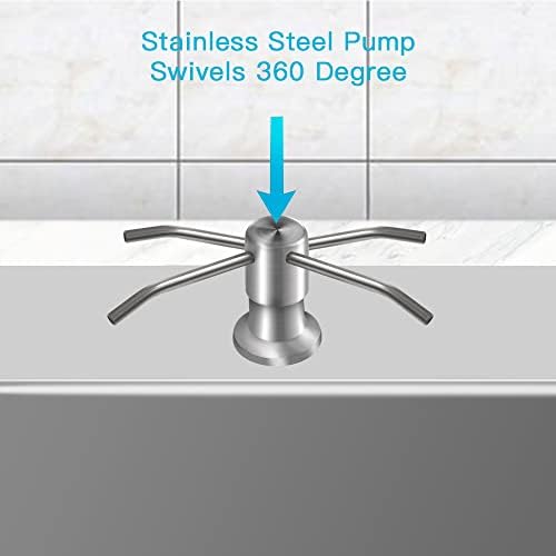 OHiHi Dish Soap Dispenser for Kitchen Sink (Brushed Nickel), Countertop Sink Soap Dispenser Water Pump with 47” No-Spill Extension Tube Kit Design for Kitchen Bathroom, No More Refills （Sliver）