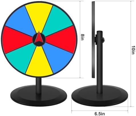 Pionites Prize Wheel 8 INCH Tabletop Roulette Wheel of Fortune Spin with Dry Erase Marker for Engaging Home Parties, Trade Show, Carnival Events,Party Birthday Wedding Housewarming
