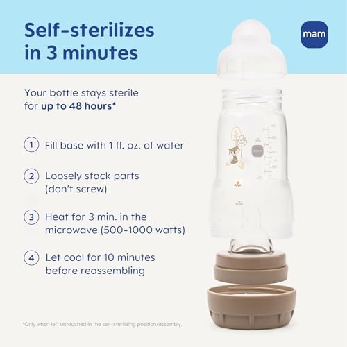 MAM 9oz Easy Start Anti-Colic+ Vented Baby Bottles, 2+ Months, 4 Pack, Girl