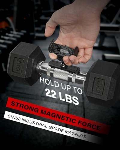 APPS2Car Magnetic Phone Holder for Gym, Alloy Base & Joint for Strong Hold