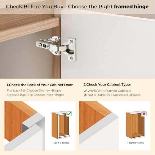Ravinte Full Overlay Cabinet Door Hinges,105 Degree,2 Packs 1 Pair