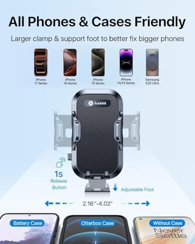 andobil Military-Grade Cup Holder Phone Holder, [Solidest Metal Gooseneck] Universal Cup Phone Holders for Your Car Truck Golf, 360° Adjustable Cup Holder Cell Phone Mount for iPhone Samsung Google