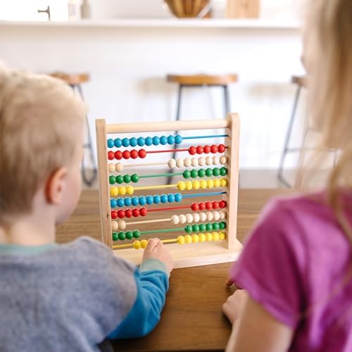 Melissa & Doug Abacus Classic Wooden Toy with 100 Beads - Preschool Learning Activities and Math Games for Kids, Homeschool Essentials for Ages 3+