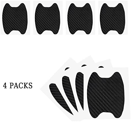 Blilo 4PCS Carbon Fiber Car Door Cup Protector Films, Black