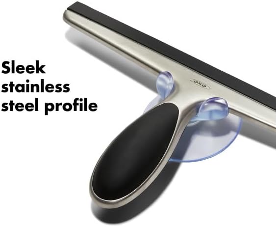OXO Good Grips Stainless Steel Squeegee - All-Purpose for Bathroom, Glass Shower Doors, Mirrors, Tiles, Countertops and Car Windows - Streak Free