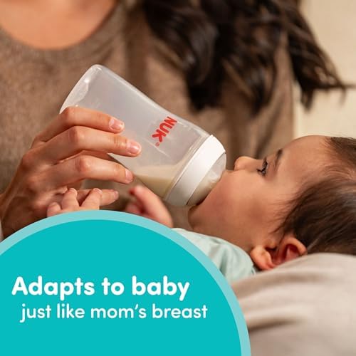 NUK Perfect Match Glass Natural + Anti-Colic Bottle, 4 oz. Glass Baby Bottles with SafeTemp Temperature Indicator, Newborn Essentials, 3-Pack