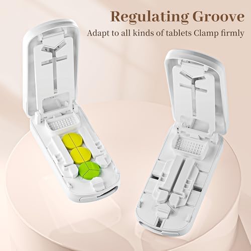 Pill Cutter for Small Pills, Pill Splitter for Tiny Pills - Precisely Cuts into 1/2, 1/3, 1/4 | Portable & Easy-Grip Design