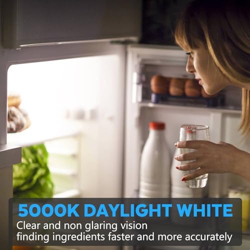 LED Refrigerator Light Bulb 2 Pack，Dimmable A15 5000K 40W Equivalent