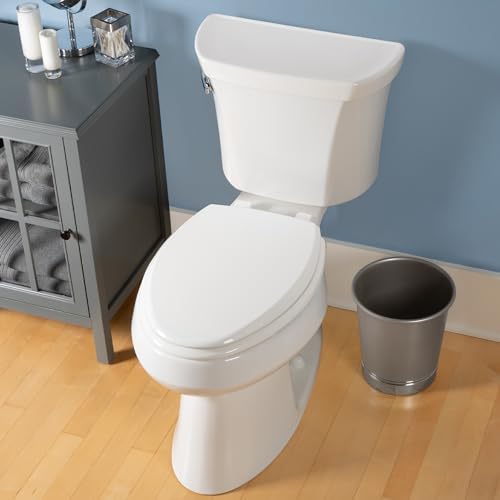 Mayfair Cassel slow close toilet seat, easy clean non-slip premium wood seat, install, made in USA, elongated, white