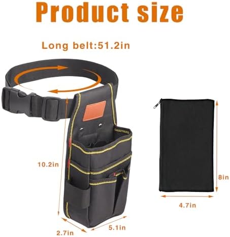 Small Tool Pouch, Small Tool Bag, Tool Pouch with Belt, Industrial Grade Thickened Wear-Resistant Oxford Cloth, 12 Storage Ports, 10.2" x 5.5", Ideal for Electricians, Mechanics, Carpenters and More
