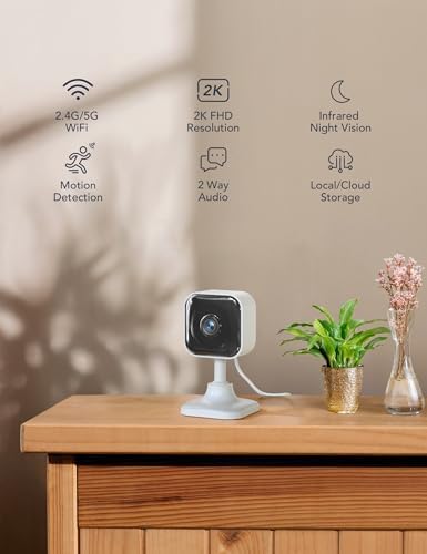 GNCC 2K Indoor Camera for Home Security with Phone App 5G/2.4G WiFi Pet Cam