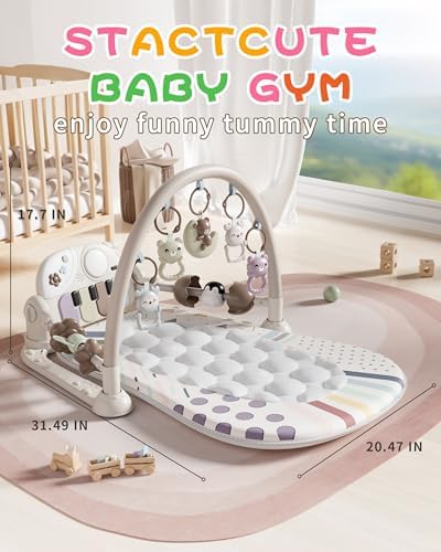 STACTCUTE Baby Play Mat Baby Toys with 5 Infant Sensory Toys