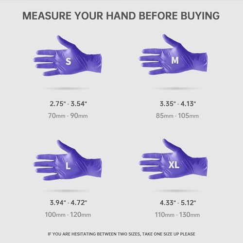 Medguy Medical Nitrile Exam Gloves, 4 Mil Powder-Free Latex-Free Disposable Food-Safe Cooking Cleaning, Blue-Violet 100 Pcs