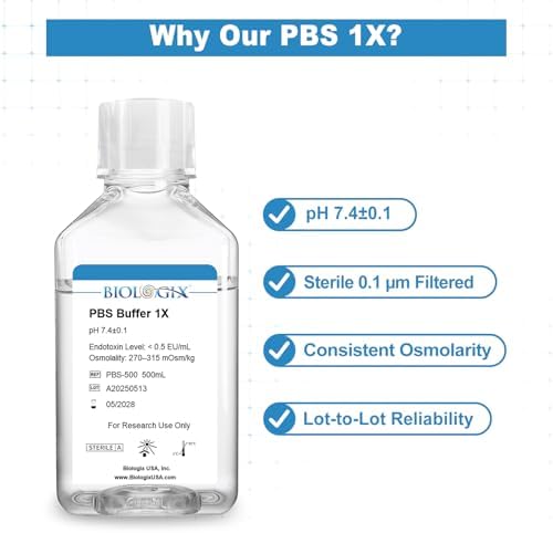 PBS Buffer 1X, Phosphate Buffered Saline Solution, 500mL