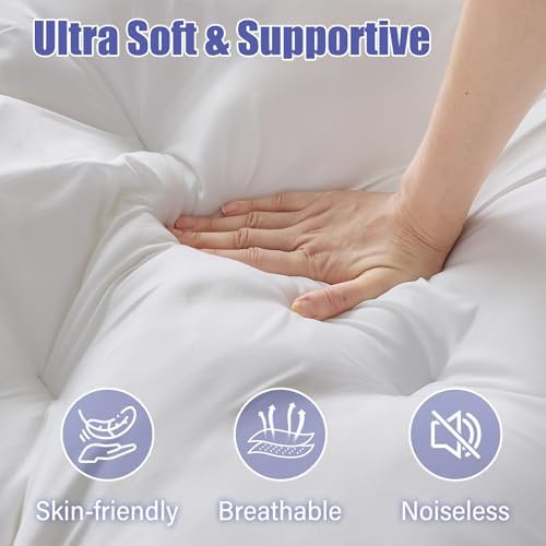 WhatsBedding 4 Inch Memory Foam Mattress Topper Queen for Back Pain Relief, Filled with Breathable Gel Memory Foam