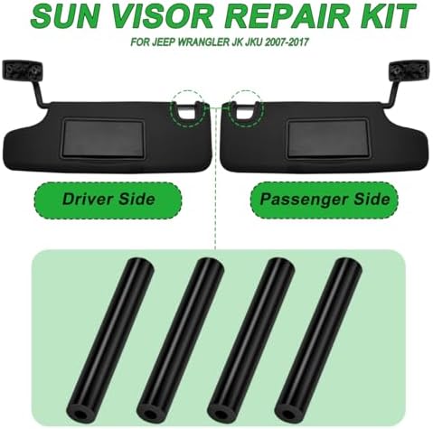 Sun Visor Repair Kit for Jeep Wrangler JK JKU 2007-2017 Repair Tubes