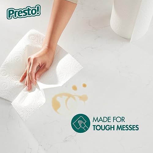 Amazon Brand - Presto! Ultra-Strong Premium Paper Towels, 158 Sheet Huge Roll - Flex-a-Size, 12 Rolls (2 Packs of 6), Equivalent to 38 Regular Rolls, White