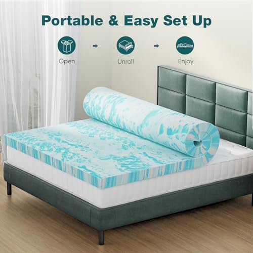 Sweetcrispy Memory Foam Mattress Topper, Full Size, 3 Inch Cooling Pad