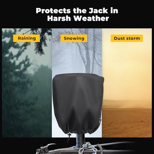 BougeRV RV Electric Tongue Jack Cover, 600D, Universal, Black