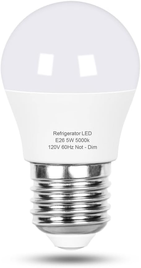 Vgogfly Refrigerator Light Bulb, A15, 40W Equivalent, 5W, 5000K, 120V